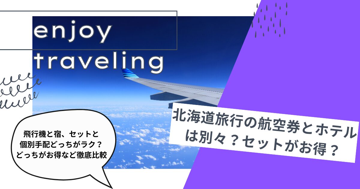 北海道旅行の航空券とホテルは別々？セットがお得？飛行機と宿、セットと個別手配どっちがラク？どっちがお得など徹底比較
